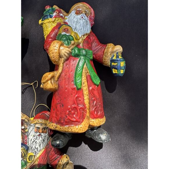 3 Vtg Old World Santa Hard Plastic Blow Mold 7” Christmas Ornaments -S72 -1 - Picture 4 of 11